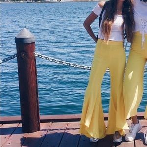 Yellow flowy pants